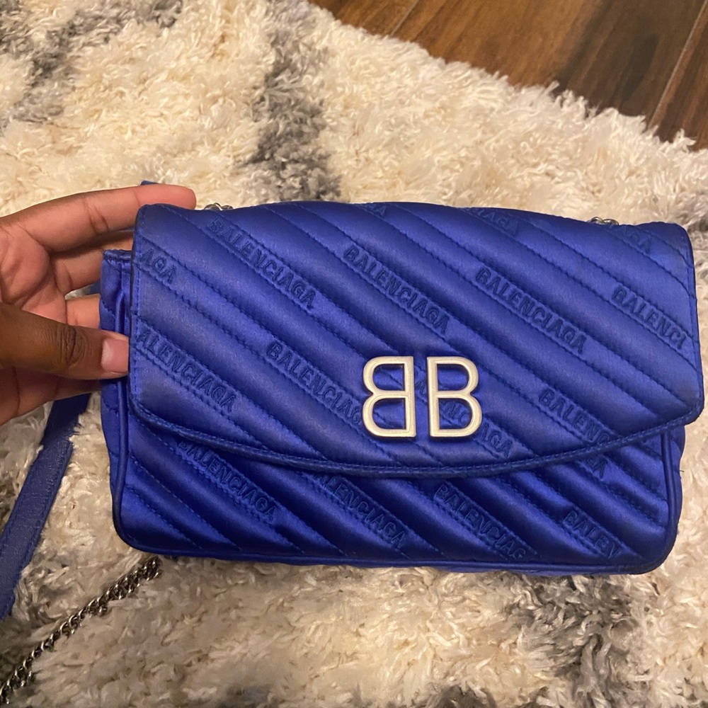 COPY - Balenciaga wallet on a chain in satin blue